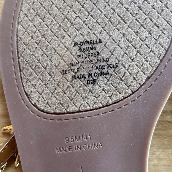 Women's Jessica Simpson Gold Leaf Metallic Flip Flops brown Flats 9.5 NEW - Picture 2 of 7